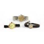 A ladies' 9ct gold mechanical strap watch,