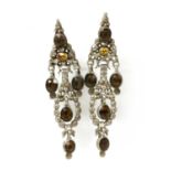 A pair of Catalan silver foil-backed paste earrings, c.1800,