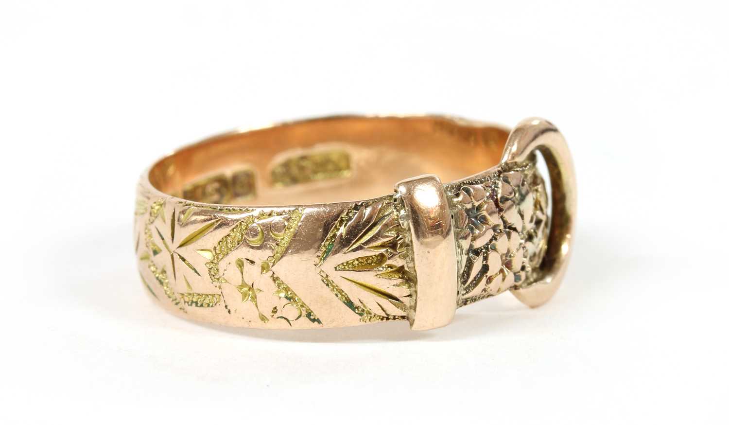 A 9ct gold buckle ring, - Image 3 of 3