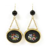 A pair of Victorian micromosaic drop earrings,