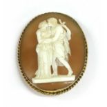 A gold shell cameo brooch,