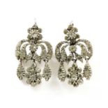 A pair of Edwardian silver paste girandole earrings,