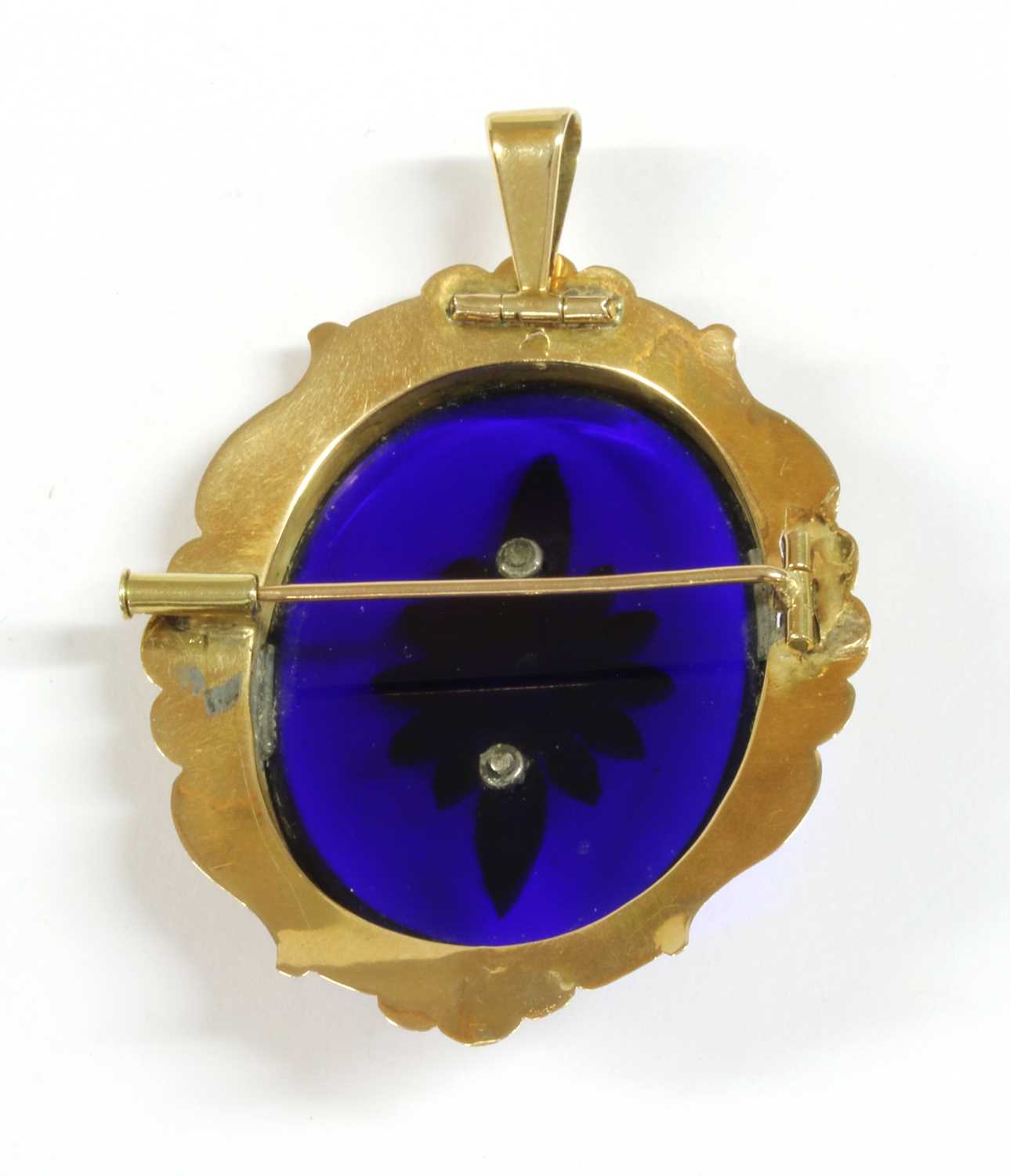 A gold glass and diamond pendant/brooch, - Image 2 of 2