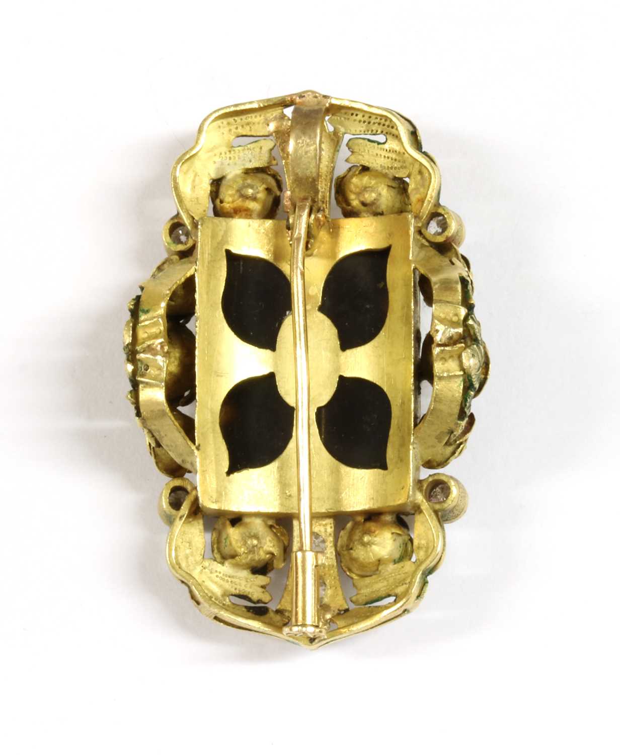 An Art Nouveau diamond ivory and enamel brooch/pendant, - Image 2 of 2