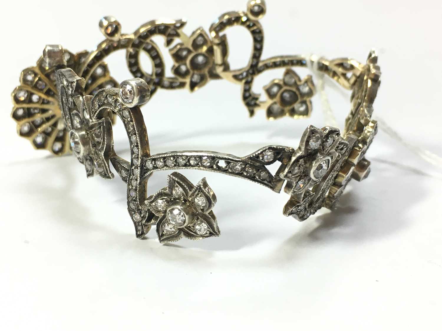 A gold and silver diamond set bracelet, - Image 3 of 4