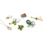 A collection of insect jewellery,