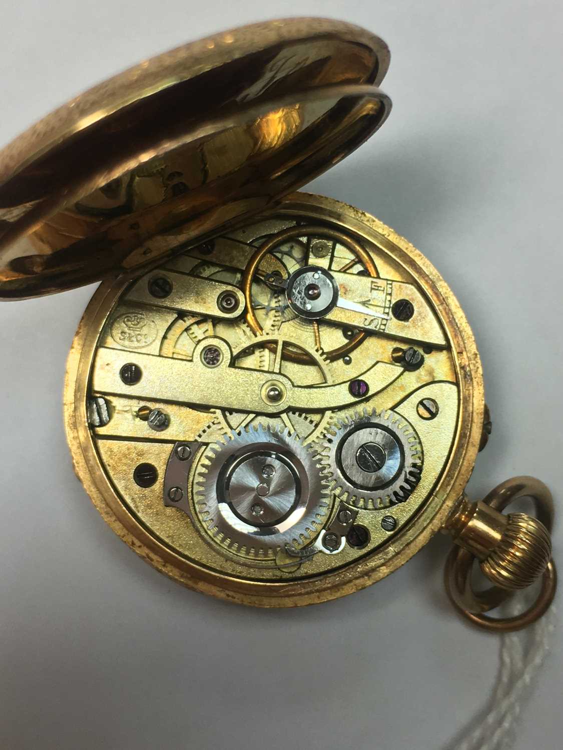 A Swiss gold pin set open-faced fob watch, - Image 3 of 3