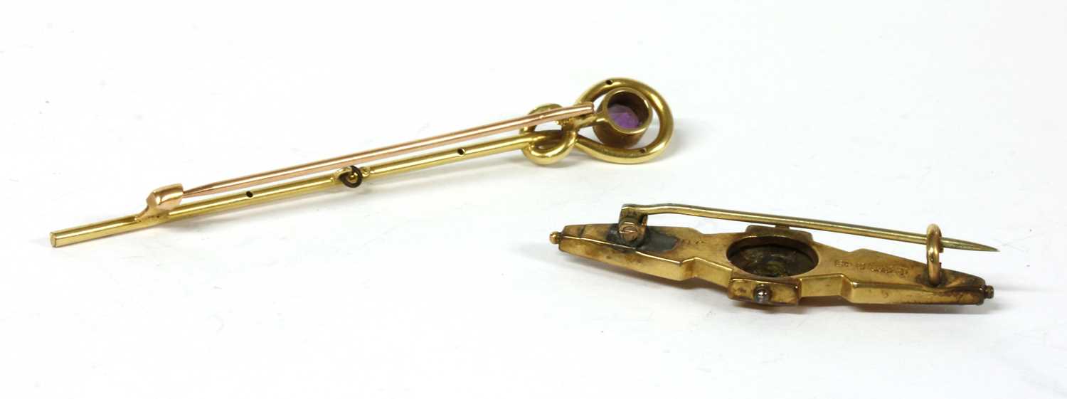 A gold amethyst and seed pearl brooch, - Image 2 of 2