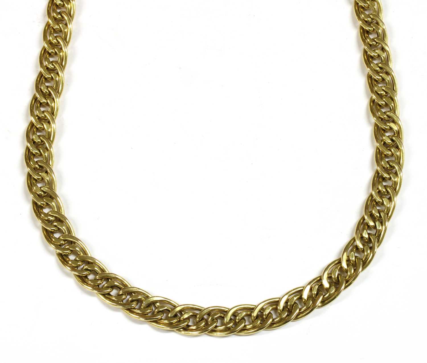 A 9ct gold hollow double curb link chain,