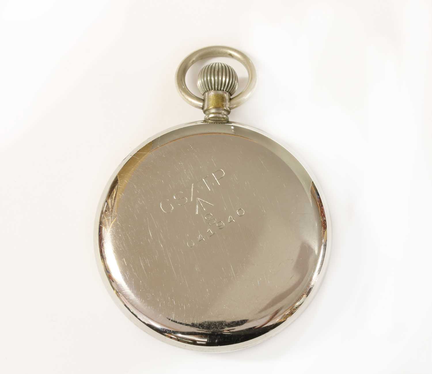 A stainless steel Record military WWII open-faced pocket watch, - Image 2 of 6