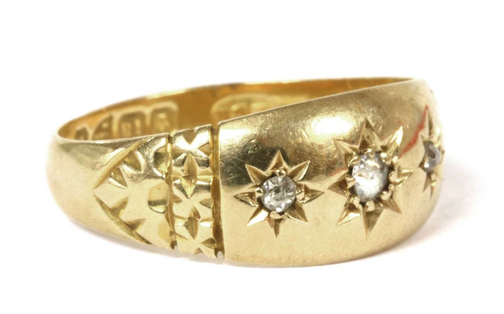 A Victorian 18ct gold three stone diamond ring, - Image 3 of 3