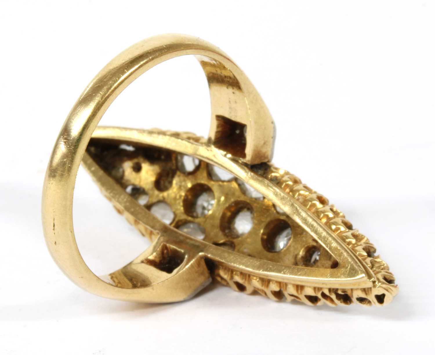 A gold navette shaped diamond cluster ring, - Image 2 of 2