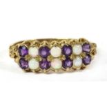 A 9ct gold opal and amethyst ring,