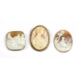 A gold mounted shell cameo,