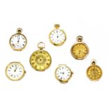 A quantity of gold fob watches and watch heads,