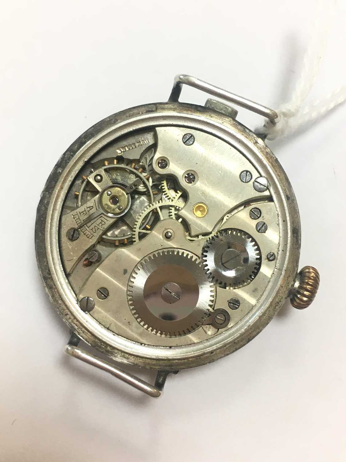 A stainless steel Record military WWII open-faced pocket watch, - Image 3 of 6