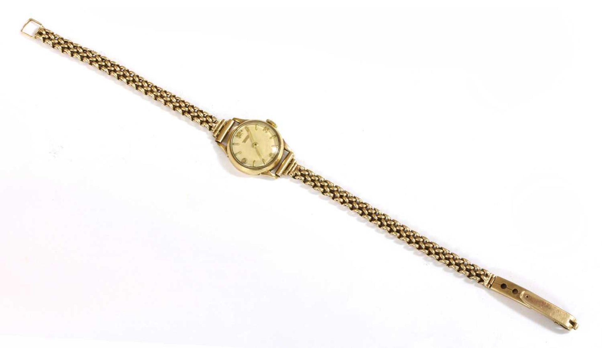 A ladies' 9ct gold Tissot mechanical bracelet watch, c.1950,