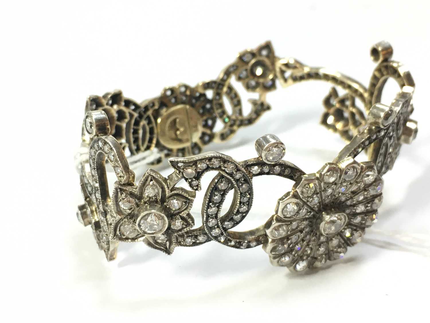 A gold and silver diamond set bracelet, - Image 4 of 4