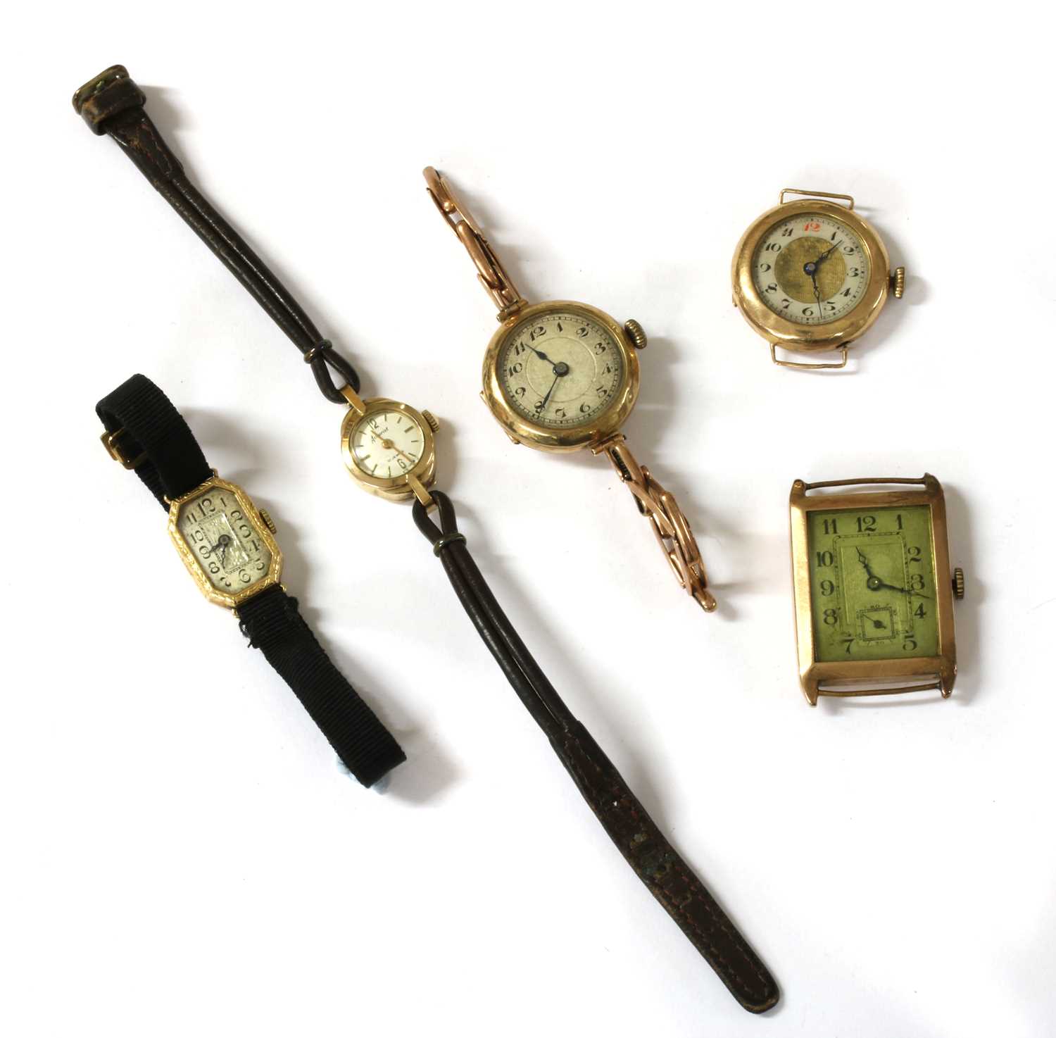 A quantity of gold mechanical wrist watches,