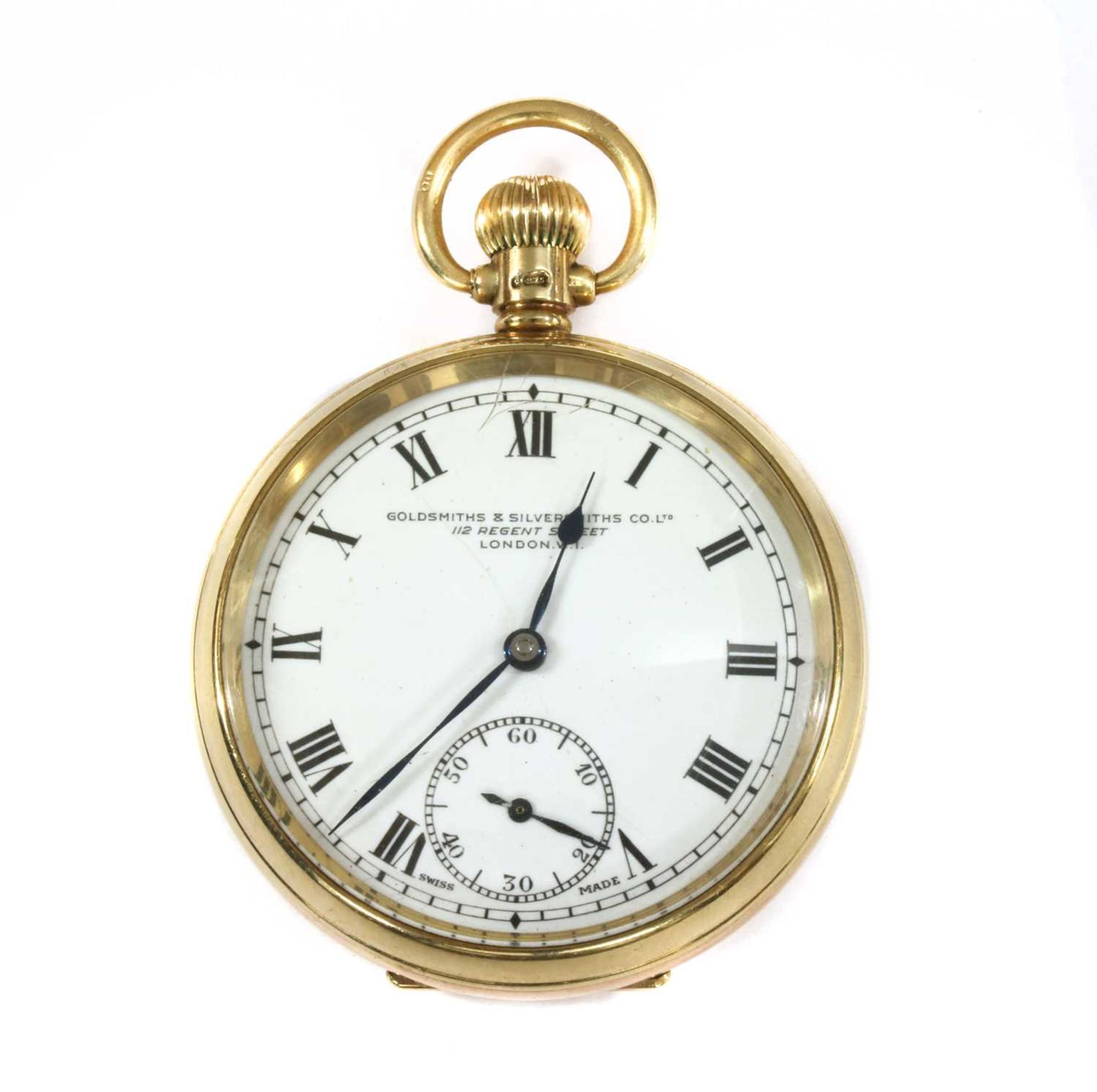 A 9ct gold top wind open-faced pocket watch,