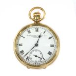 A 9ct gold top wind open-faced pocket watch,