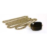 A gold oval belcher link guard chain,