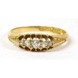 A Victorian 18ct gold five stone diamond ring,