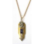 A French Art Deco sapphire and diamond pendant,