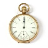 A 9ct gold top wind open-faced Waltham pocket watch,