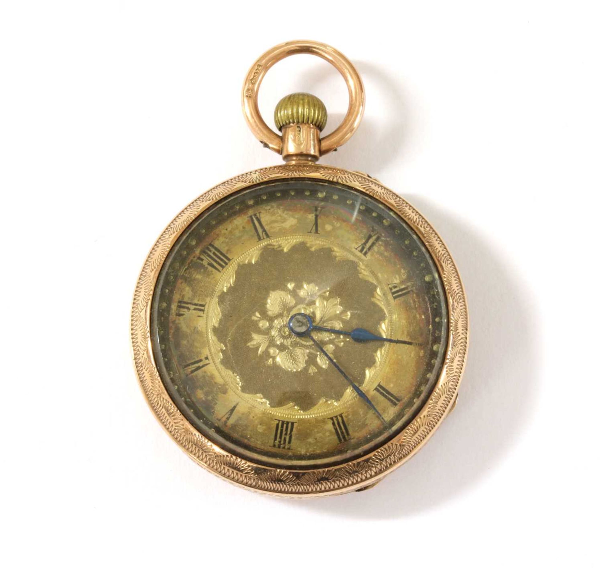 A 9ct gold pin set open-faced fob watch,