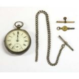 A Victorian sterling silver Waltham key wound open-faced pocket watch,