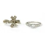 A white gold diamond crossover dress ring,