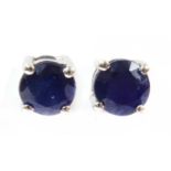 A pair of white gold sapphire stud earrings,