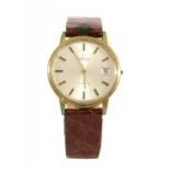 A gentlemen's gold plated Omega 'Genève' automatic strap watch, c.1970,