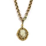 A gold mounted shell cameo pendant,