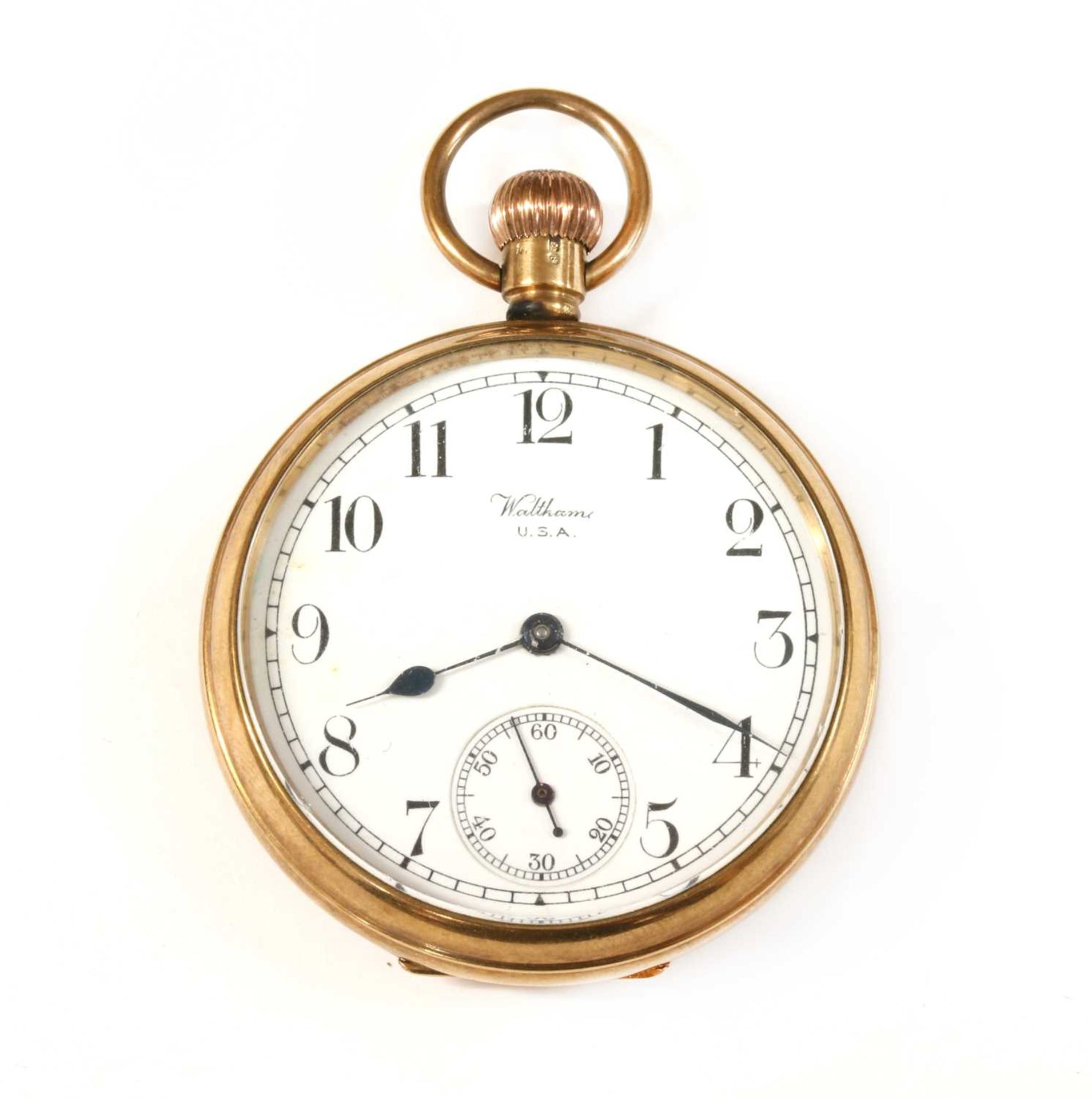 A 9ct gold Watlham top wind open-faced pocket watch,