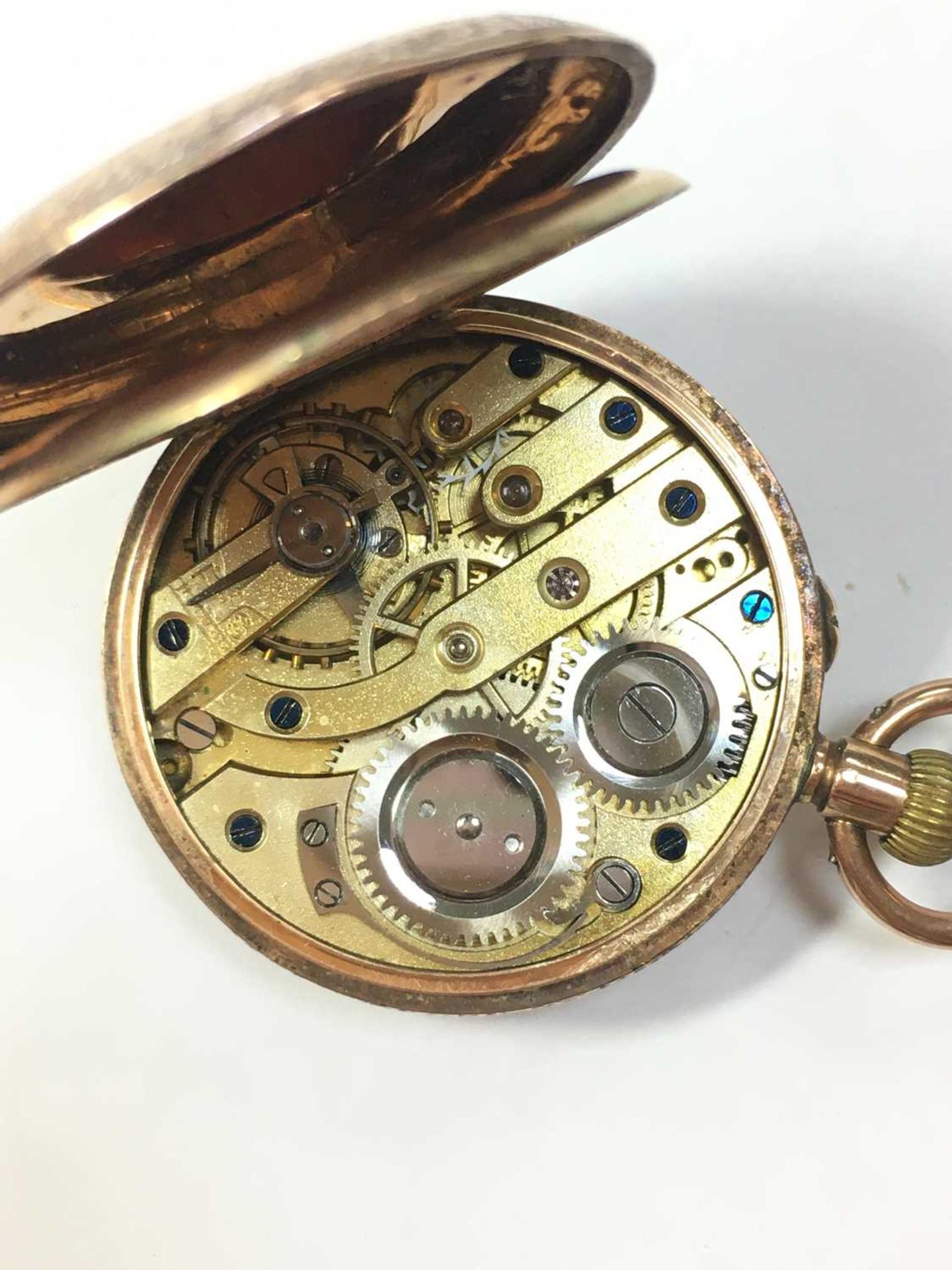 A 9ct gold pin set open-faced fob watch, - Bild 3 aus 3