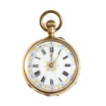 A gold pin set open-faced fob watch,