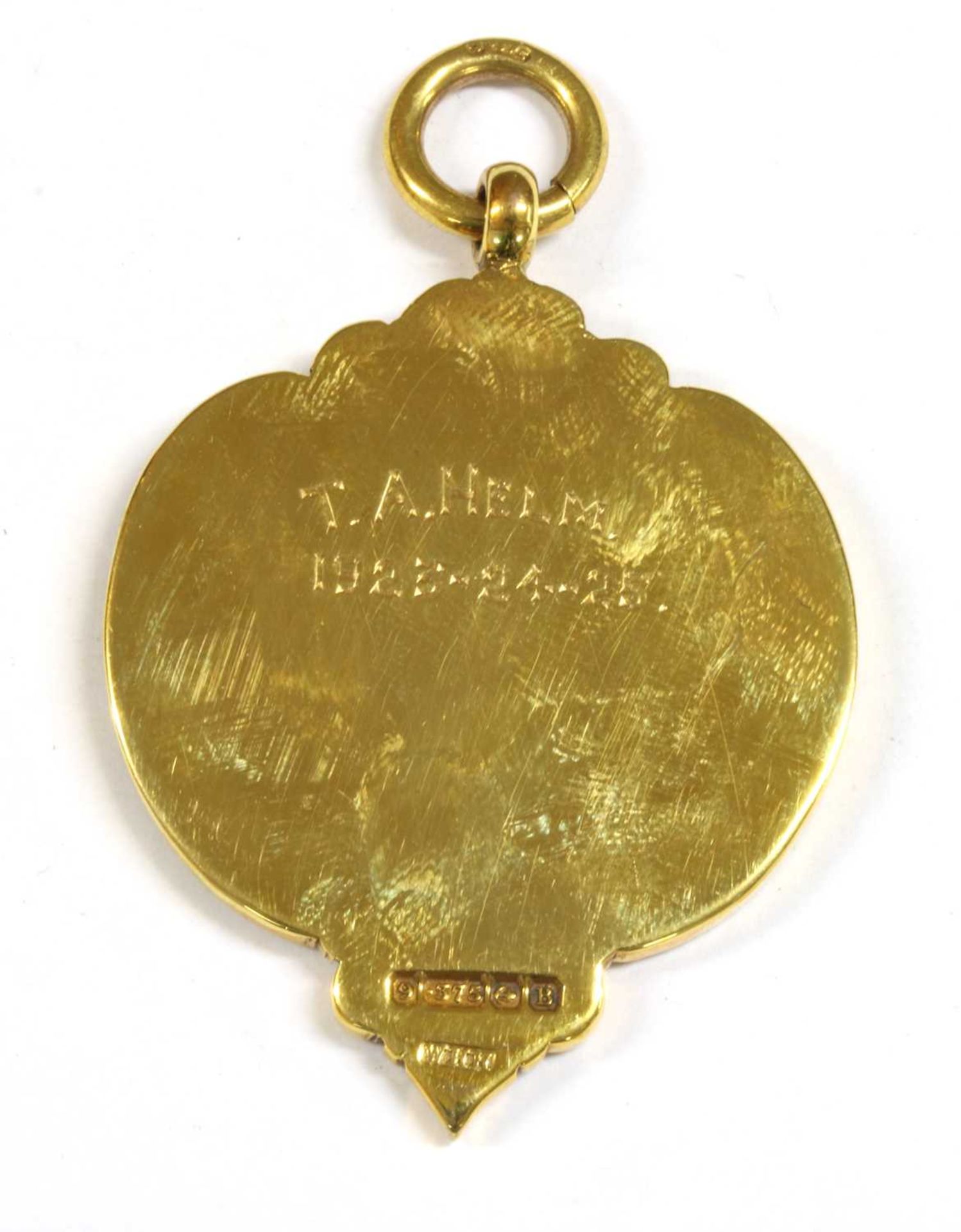 A 9ct gold enamel medal, - Image 2 of 2