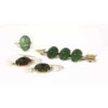 A silver gilt scarab beetle set arrow brooch,