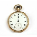 A 9ct gold top wind open-faced pocket watch,