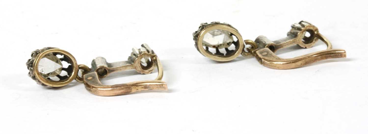 A pair of silver and gold rose cut diamond earrings, - Image 2 of 2