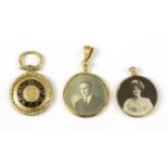 Two 9ct gold circular photo lockets,