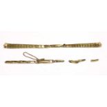 A 9ct gold textured tapered link watch bracelet,