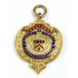 A 9ct gold enamel medal,