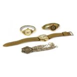 A mid-size 9ct gold mechanical strap watch, c.1940,