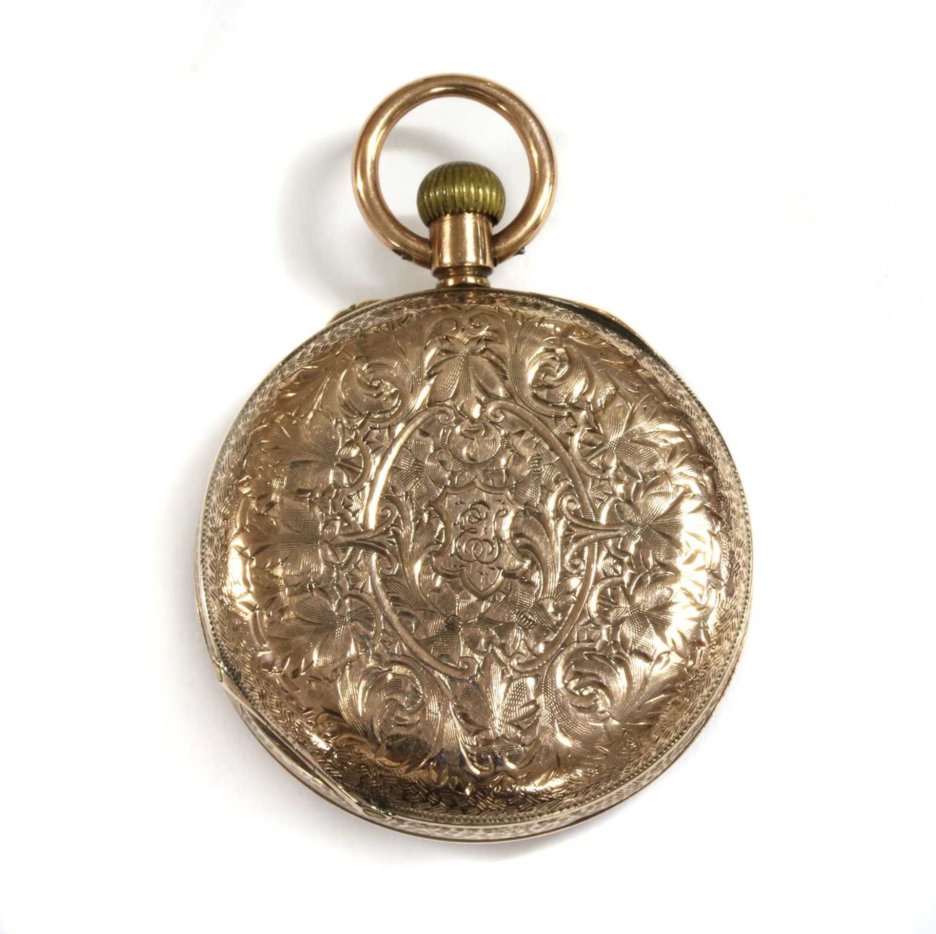 A 9ct gold pin set open-faced fob watch, - Bild 2 aus 3