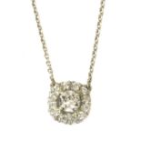 A platinum diamond cluster pendant,