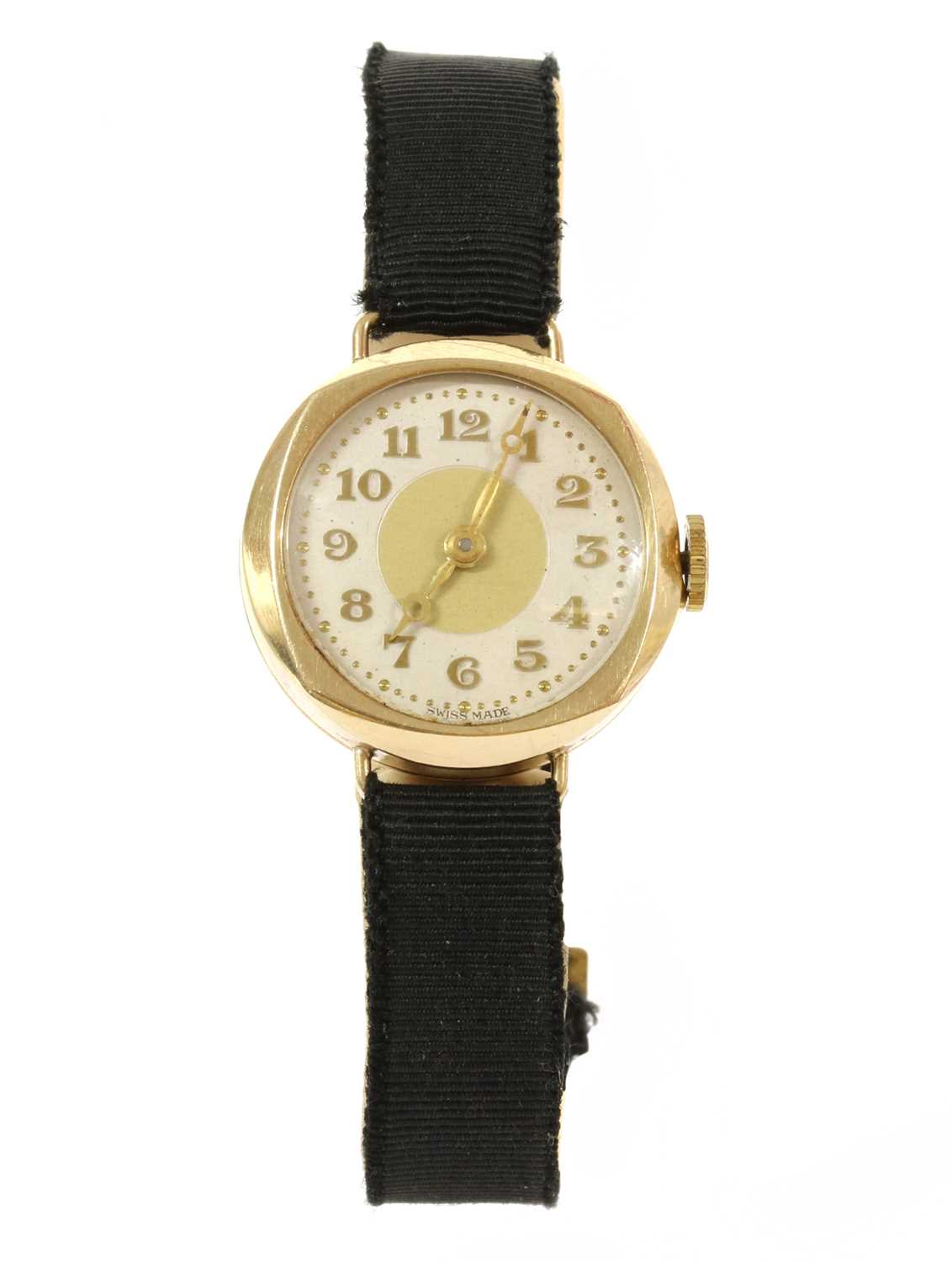 An Art Deco ladies' 9ct gold mechanical strap watch,