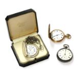 A sterling silver key wound open-faced pocket watch,